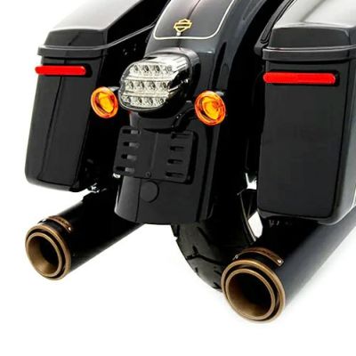 M8ツーリング 4.5インチ HP45XL スリップオンマフラー ブラック/ブロンズエンド RINEHART