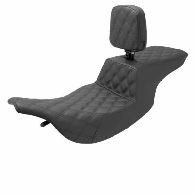 1997～2007 ハーレー、FLHT、FLTR ツアーステップアップシート ゲル入り フルLatticeステッチ バックレスト付き Saddlemen