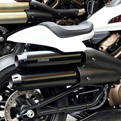 スポーツスターS BPM V-SPEED ブラス・スリップオンマフラー (ブラック) モーターステージ