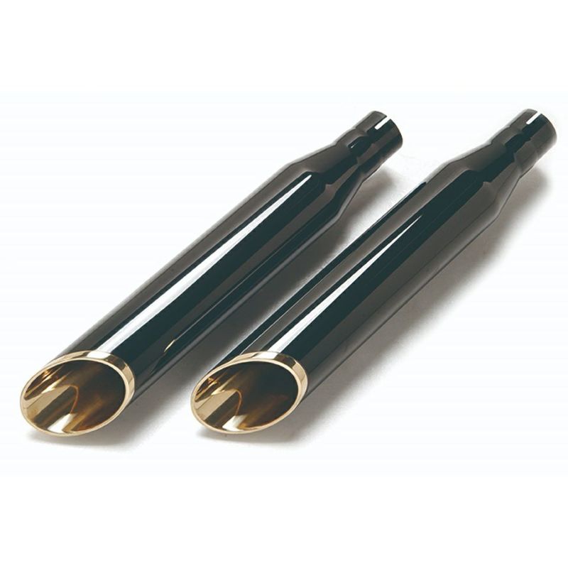 ハーレー　ソフテイル用　マフラー モーターステージ　ベビー76スラッシュ　黒/金 ハーレーソフテイル用マフラー モーターステージベビー76スラッシュ黒/金