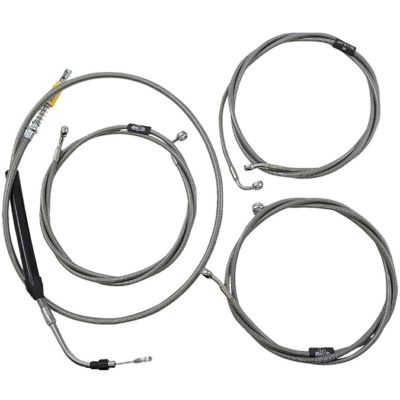 ツーリング ロードグライド ブレーキホース/クラッチケーブルキット ミニエイプバーサイズ (ステンレスメッシュ/クローム) LA Choppers