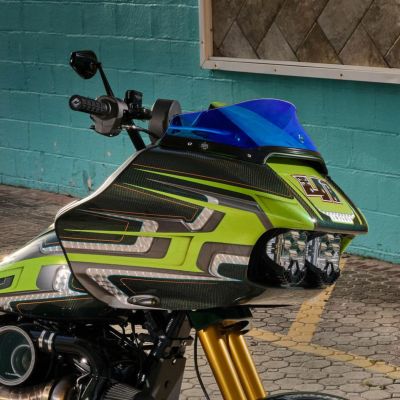 クロックワークス KOLOR FLARE ウインドシールド 6インチ ブルー 2015以降ロードグライド
