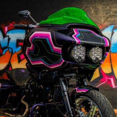 クロックワークス KOLOR FLARE ウインドシールド 9インチ グリーン 2015以降ロードグライド