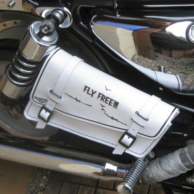 dhカスタム FLY FREE ミニサドルバッグ (ホワイト) Model B 【スポーツスター、ダイナ、ソフテイル】