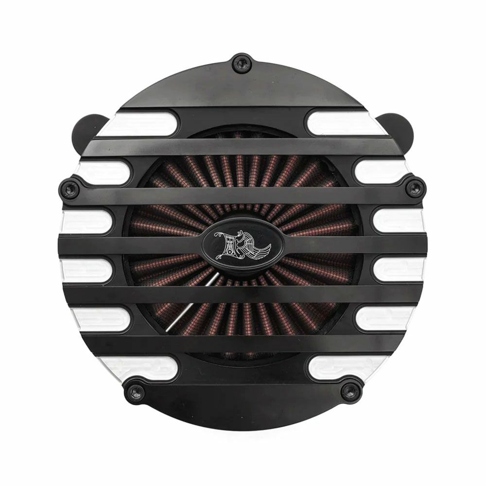 KEN'S FACTORY リバースコーンエアクリーナー リブドデザイン ブラックマシーンカット M8ツーリング、ソフテイル 3