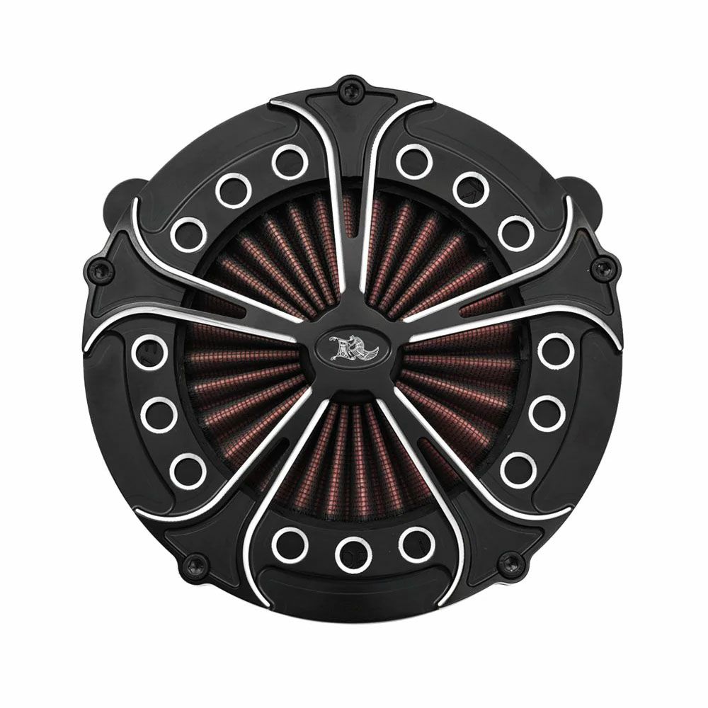 KEN'S FACTORY リバースコーンエアクリーナー ファイブスポークデザイン ブラックマシーンカット M8ツーリング、ソフテイル 2