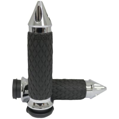 AVON SPIKE カスタムハンドグリップ (クローム) 【スポーツスター、ダイナ、ソフテイル、ツーリング】