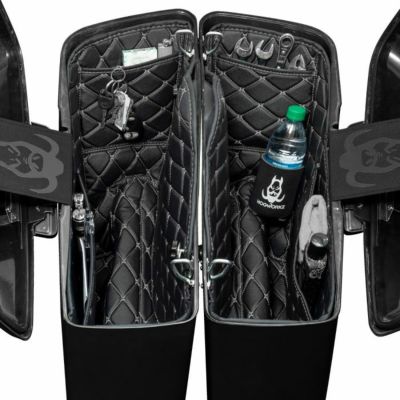 HOGWORKZ ストレッチサドルバッグ用ライナー ブラック/シルバーステッチ