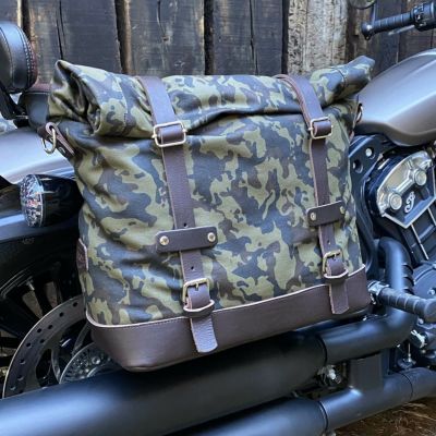 PODEROSA Bariloche クイックリリース・サドルバッグ 25L (カモ/ブラウンレザー)
