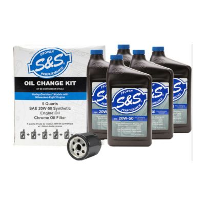 S&S ハイパフォーマンス Synthetic（化学合成）ミルウォーキー用エンジンオイル交換キット/オイルフィルター ブラック