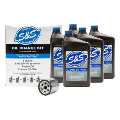 S&S ハイパフォーマンス Synthetic（化学合成）ミルウォーキー用エンジンオイル交換キット/オイルフィルター クローム