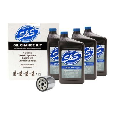 S&S ハイパフォーマンス Synthetic（化学合成）スポーツスター用エンジンオイル交換キット/オイルフィルター クローム