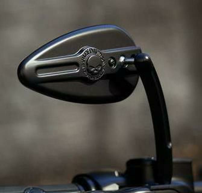 Willie G スカル・ティアドロップミラー (ブラック) 【スポーツスター